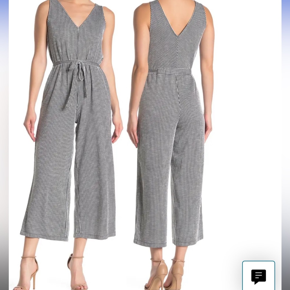 Max Studio Polka Dot Wide Leg Tie Waist Women’s Jumsuit Size L